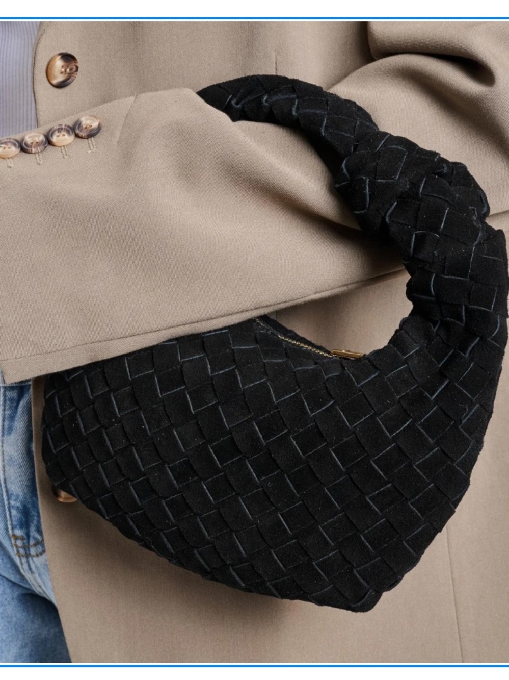 Moda luxe Autumn leather woven clutch bag black new with tags